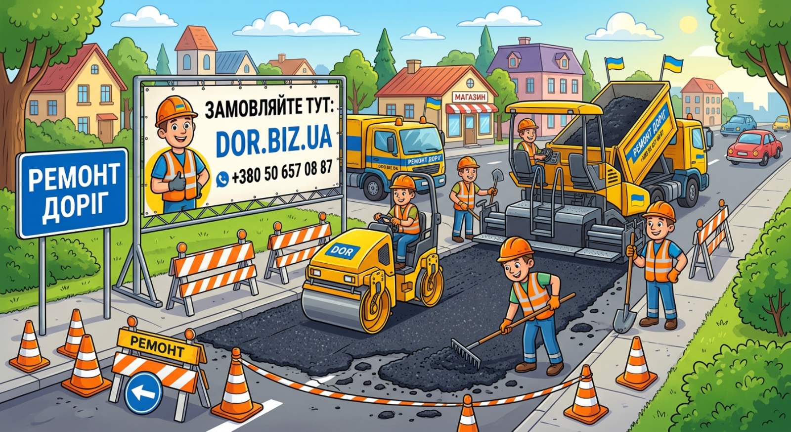 всі види асфальтних дорожніх робіт, укладання бруківки та тротуарної плитки